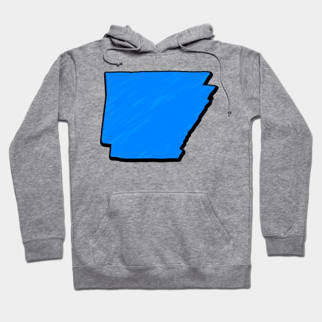 Bright Blue Arkansas Outline Hoodie by Mookle